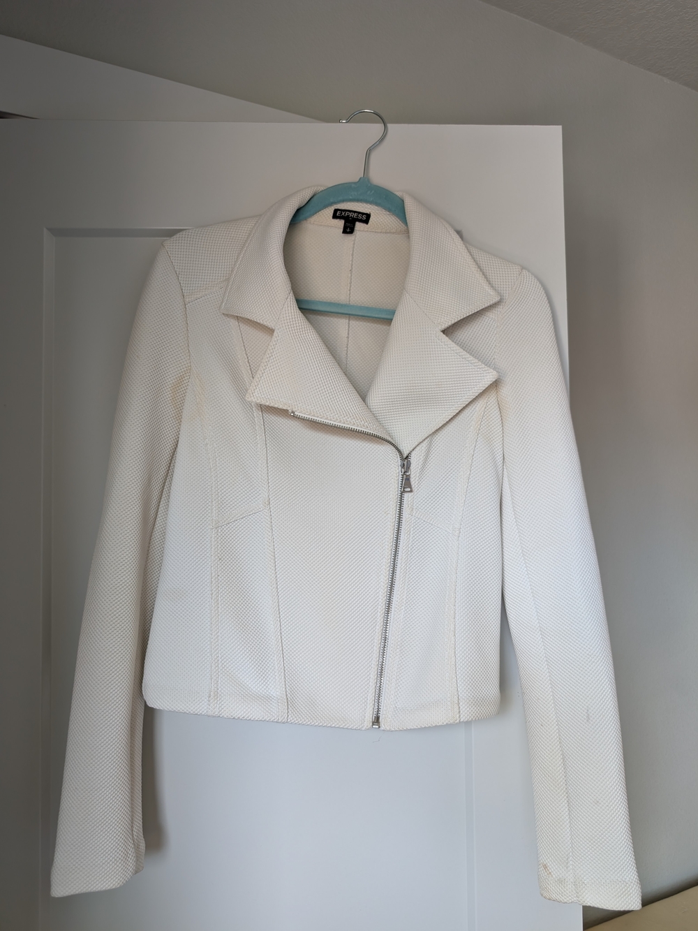Express Women's White Textured Moto Jacket